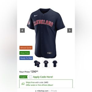 Men's Cleveland Guardians Nike Navy Alternate Authentic Lindor Jersey